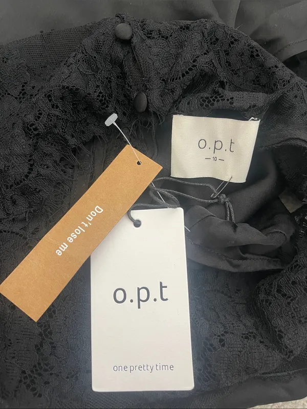 NWT o.p.t Natalia Dress size 6 Black Lace Maxi Dress Few Moda silky - Image 7