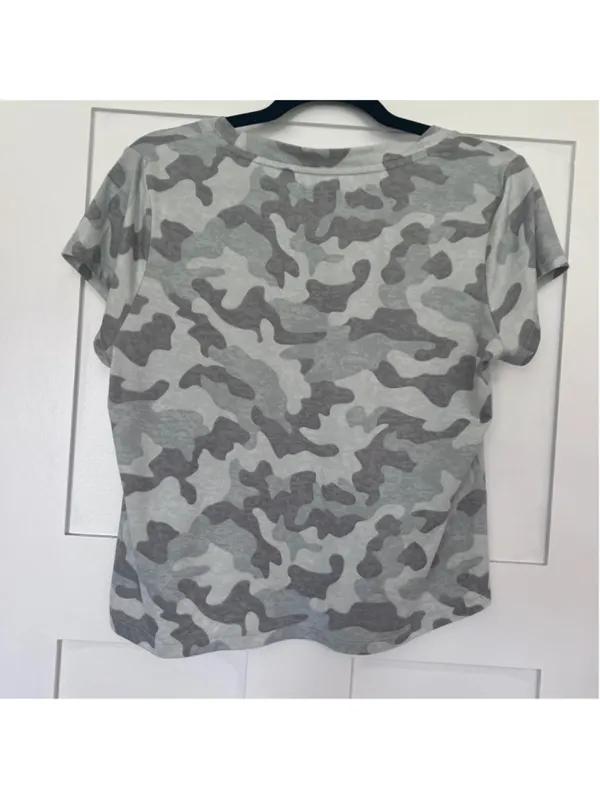 Danskin Camo Logo T-Shirt – Women's Size Large – Gray Camo Print (b2) - Image 2