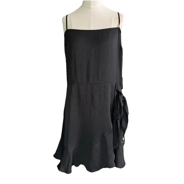 Express Black Ruffle Square Neck Wrap Mini Dress Womens Large NWT Tie Waist - Image 15