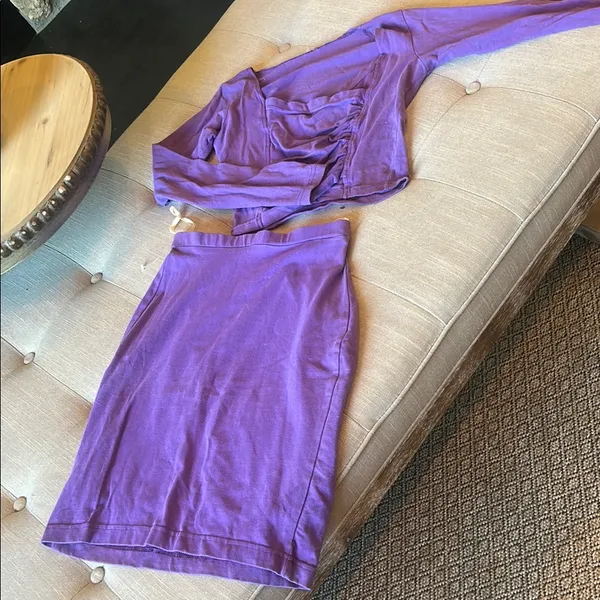 French Connection Vintage Purple Two Piece Skirt Set Size Small - Image 10