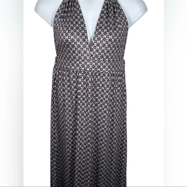 Purple Medallion Halter Maxi Dress Open Back Resort Vacation Boho XL - Image 5