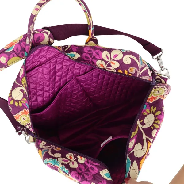 Vera Bradley Overnight Bag Women L Plum Crazy Purple Floral Paisley Travel - Image 6