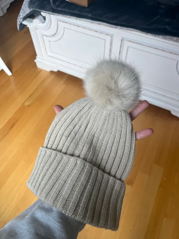 Fluffy Pom Pom Beanie - Image 3
