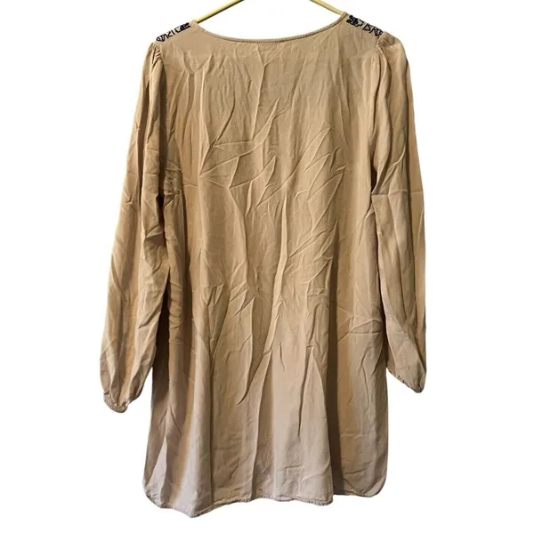 Umgee Long Sleeve Tie Neck Tassel Tunic Top‎ Mini Dress Size Medium Boho Peasant - Image 2