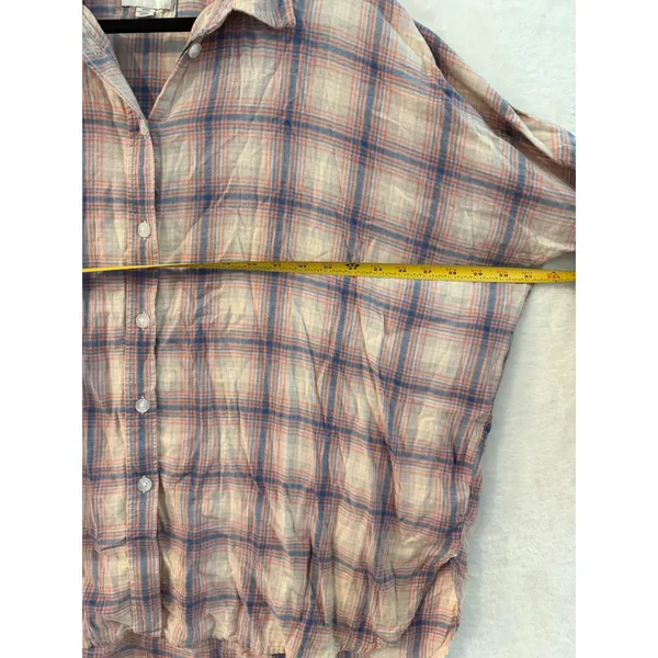 American Eagle Plaid Button Down Shirt Womens Small Oversized Roll Tab - Image 4