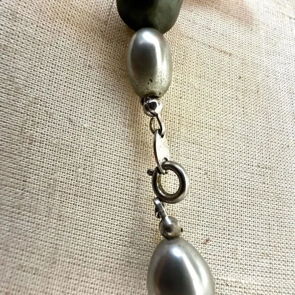Trifari vintage grey faux pearl long necklace - Image 8