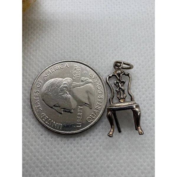 Vintage Sterling Silver Ornate Chair Charm Miniature Furniture Pendant 1.49g - Image 6