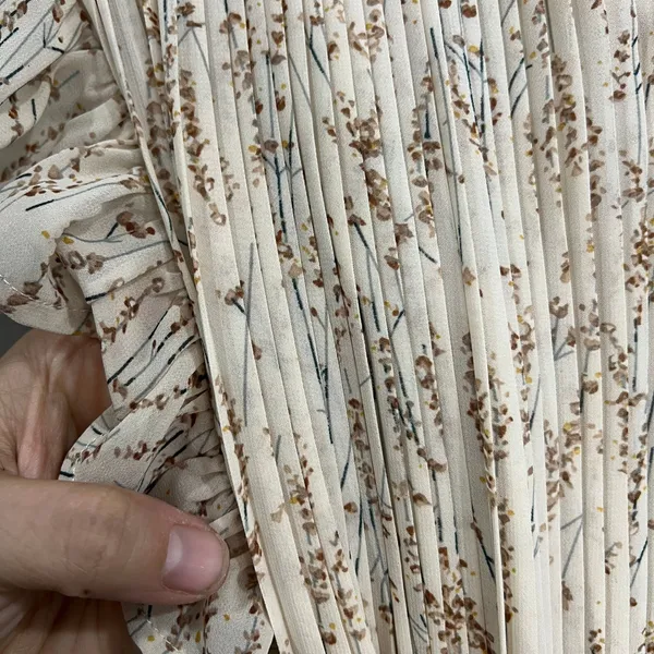 Orange Creek Midi Dress Women M Cream Floral Great Pleated Ruffle Flutter Sleeve - Image 2