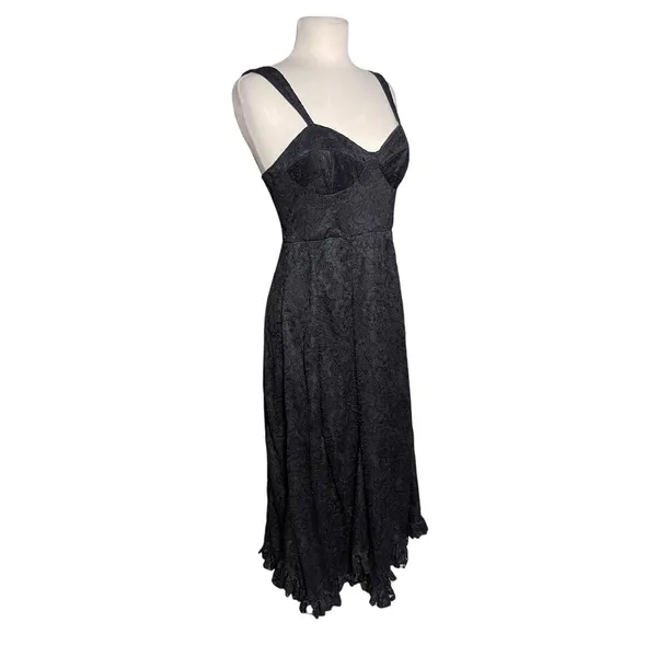 ANTHROPOLOGIE HUTCH Women’s Black Mace Corset Style Flouncy Midi Dress - Image 4