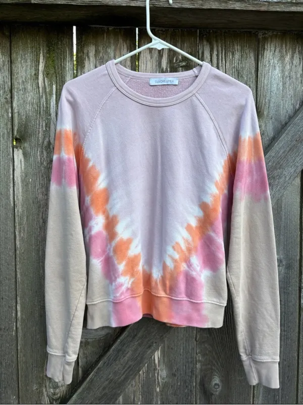 EUC DAYDREAMER Varsity Mauve Multi Tie-Dye Pullover Sweatshirt Size Small - Image 6