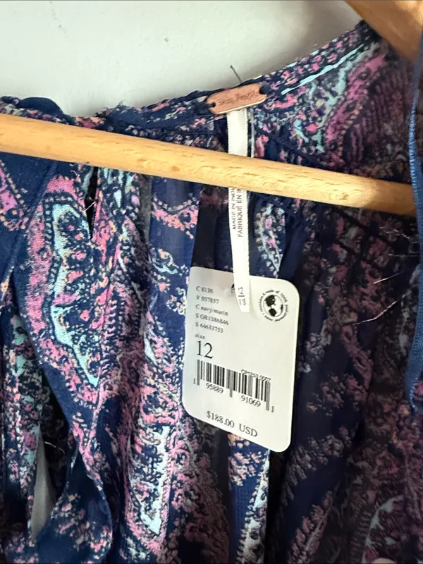 NEW Free People Mirage Paisley Bandana Print Sapphire Combo Maxi Dress 12 - Image 8