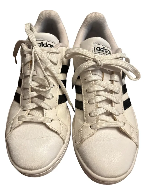 Adidas Grand Court Sneakers Women’s Size 7 White Black Classic 3-Stripes - Image 4
