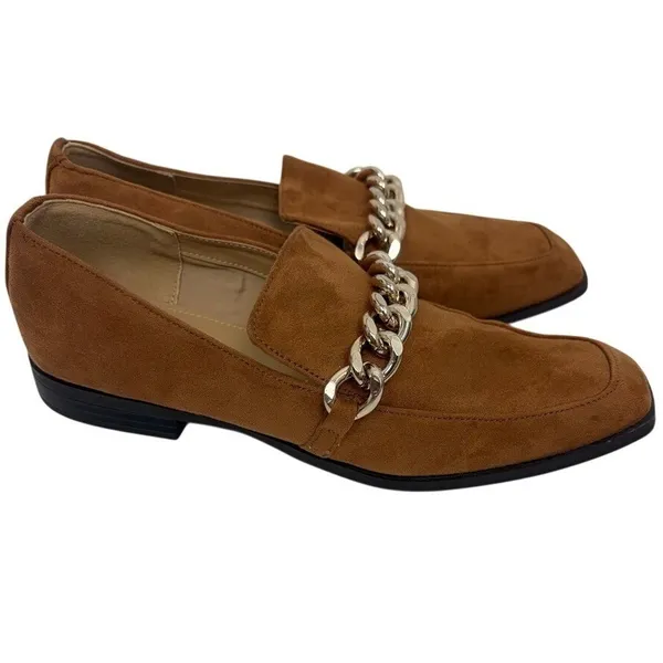 Nine West Oriah Loafer Women's Size 7M Chestnut Square Toe Slip On Chain Career - Image 2
