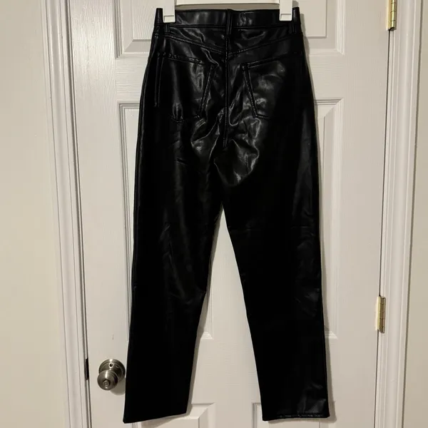 Abercrombie & Fitch The Ankle Straight Ultra High Rise Leather Pants Size 27 / 4 - Image 5