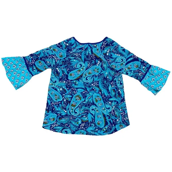 Vera Bradley Blue Daisy Paisley Kelsey Bell Sleeves Flutter Top, M SRP: $60 - Image 7