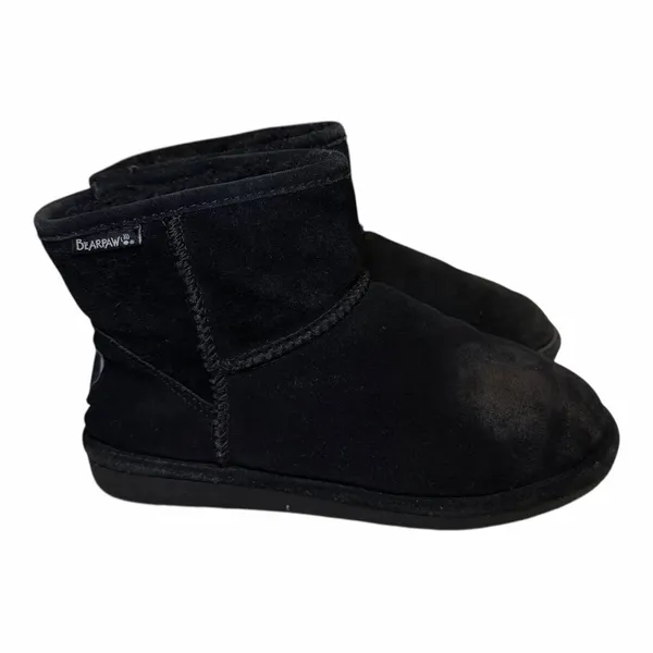 BearPaw Black Suede Shearling Winter Snow‎ Boots Warm Casual Comfort Womens - Image 3