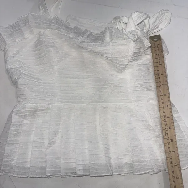 Mable White‎ Bow Sleeve Crop Barrett Peplum Fairy Coquette Top Size Medium New - Image 6