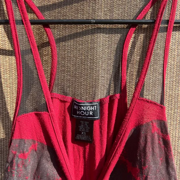 Midnight Hour Skull Punk Rock Sleeveless Top Shirt Womens Sz XS Midnight Red - Image 6