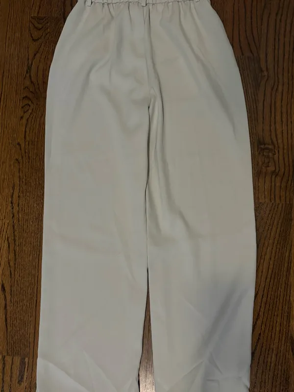 Wide Leg Cream Trousers - Image 2