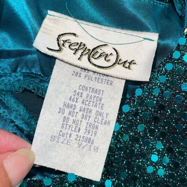 Steppin Out Vintage Women’s Junior Sequin Cutout Back Mini Dress Green Size 9/10 - Image 5