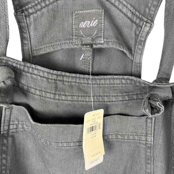 Aerie Wide Leg Smoked Gray Overalls Women’s Size Medium NWT - Image 5