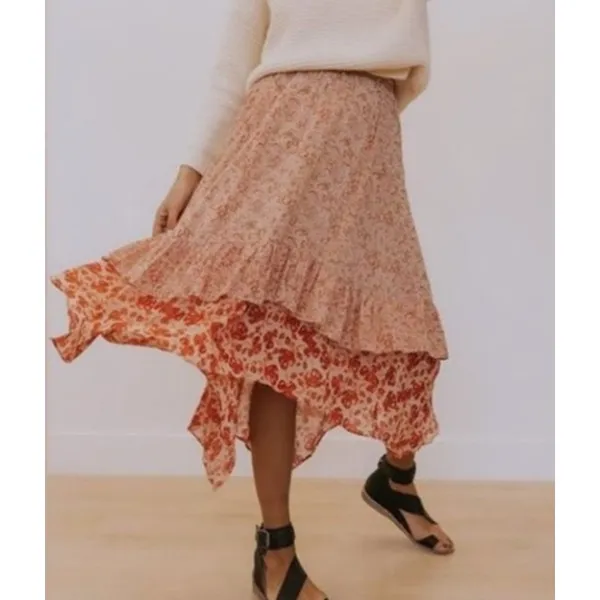Free People Zuma Floral Tiered Skirt Women‘s Sz. 0 - Image 3