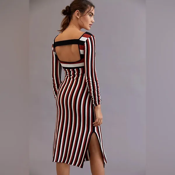 NWT Anthropologie Maeve Striped Sweater Midi Dress Size XS - Image 2