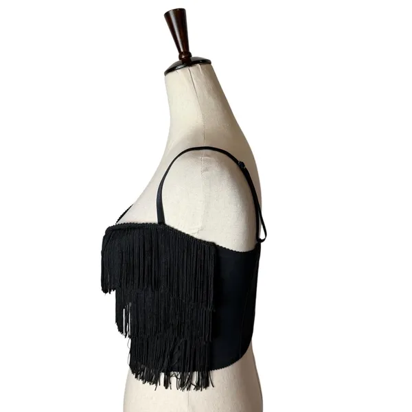 Victoria's Secret Sexy Little Things Fringe Corset Bustier Bra 34C Black Y2K - Image 6