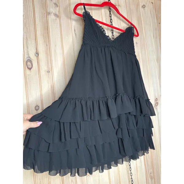 NWT Lulus Asuka Black Ruffled Tiered Mini Dress Party Night Out Swing Size M - Image 5
