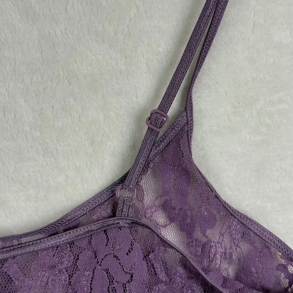 Victoria's Secret Purple Floral Lace Camisole Spaghetti Strap Vintage USA Large‎ - Image 6