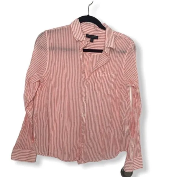 Banana Republic Pink White Striped Button Down Shirt Women’s Size M | Quinn Boy - Image 2