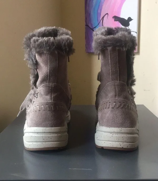 Earth Roamer Taupe Beige Suede Side Zip Lace Up Boots $139.95 EUC 7.5 - Image 5