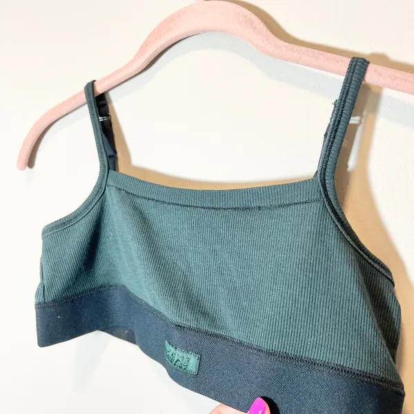 SKIMS‎ Ribbed Bralette Deep Teal Green Adjustable Straps Large - Image 3