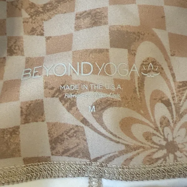 Beyond Yoga Check Flower Endurance High Waisted Leggings Size‎ Medium Tan Brown - Image 7
