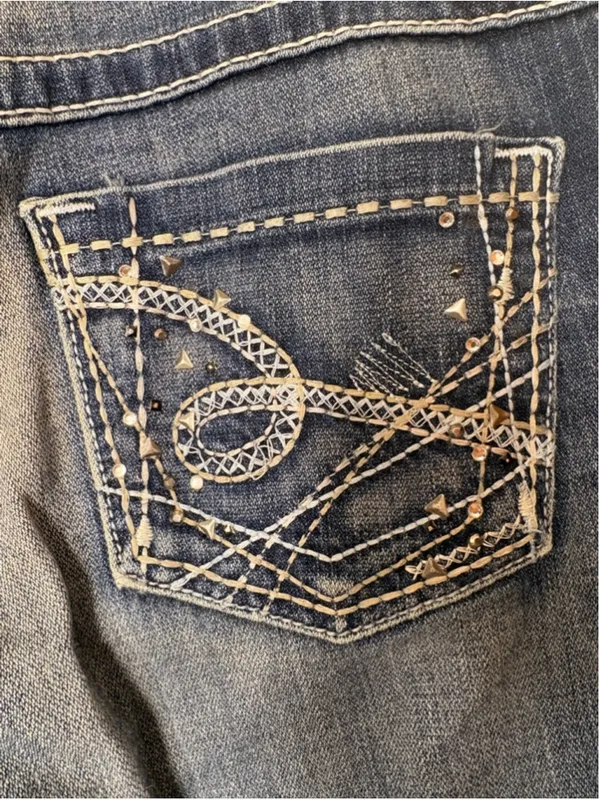 BKE Kate Jeans Womens 27 Bootcut Medium Wash Studded Stretch Denim Embellished - Image 5