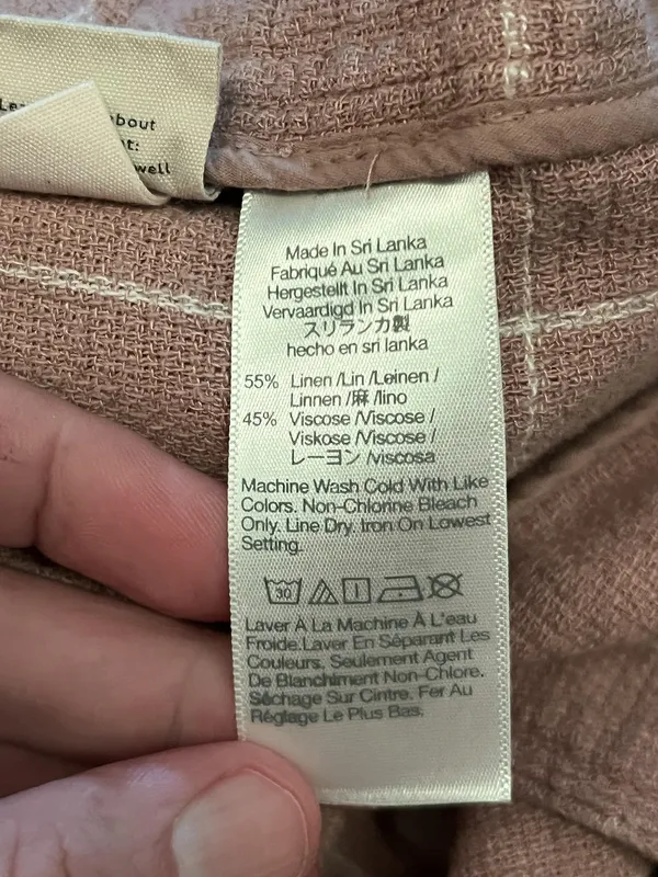 Madewell Blazer Womens XL Tan Windowpane Linen Blend Patch Pockets 2 Button - Image 9