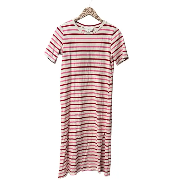 Tuckernuck Pomander Place Gio Stripe Short Sleeve Long Maxi Dress Red Pink Small S - Image 5