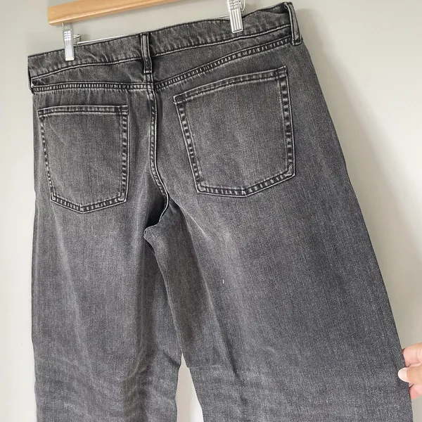 Old Navy Low Rise Baggy Wide Leg Denim Jeans Pants Cotton Blend Black Size 12 - Image 6