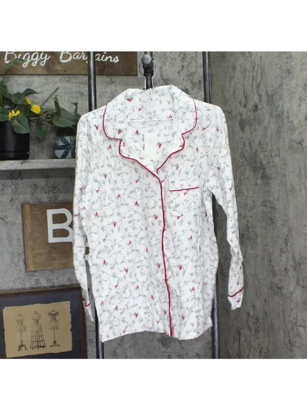 NWT Charter Club Printed Flannel Pajama Set Delicate Cardinal White Multi 1X - Image 3