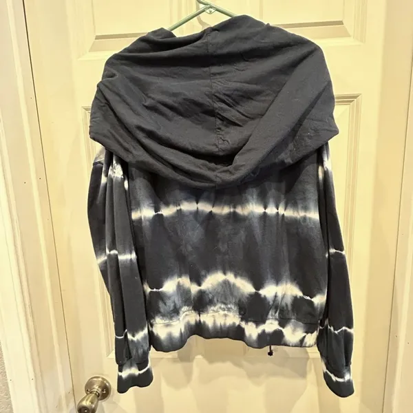 Young Fabulous & Broke Navy Blue Tie Dye Cowl Neck Hoodie Sweatshirt Womens M‎ - Image 5