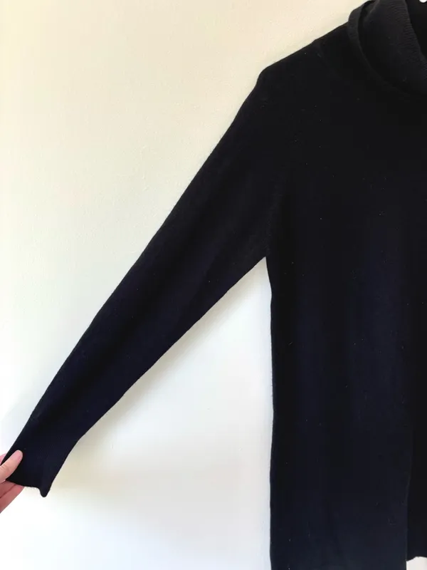 Quince Mongolian Cashmere Black Turtle Neck Sweater Dress Knit Quiet Luxury Cozy - Image 6