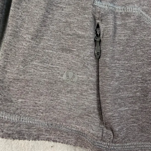 Lululemon Gray Long Sleeve Running Top Mesh Panels Back Pocket Wheel Graphic - Image 7