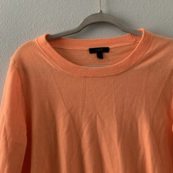 J. Crew Womens Size Large Orange Merino Wool Blend Pullover Sweater - Image 2