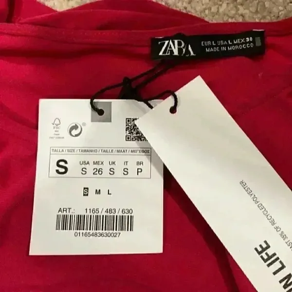 New with tags zara bright pink long sleeve shirt in size small - Image 4