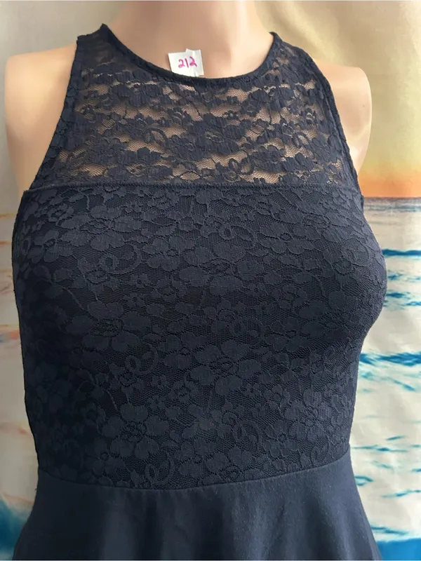 Hollister Black Lace Fit & Flare Dress Women's Sleeveless XS - Image 7
