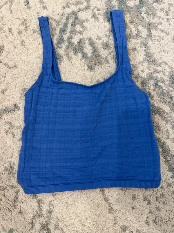 Anthropologie The Hannah Seamless Textured Crop Tank Blue XXS/XS - Image 2