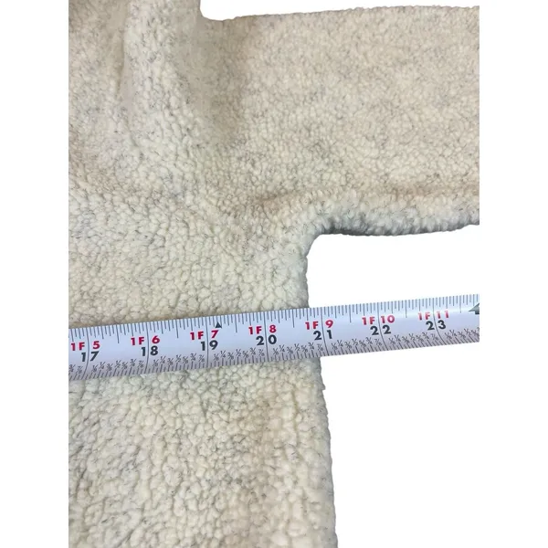 VTG 90s Y2K Denim & Co Faux Fur Collar Sherpa Fleece Zip Jacket M Ivory Coat - Image 10