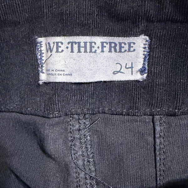 We The Free People Black Corduroy High Rise Flare Pants Raw Hem Size 24 - Image 6