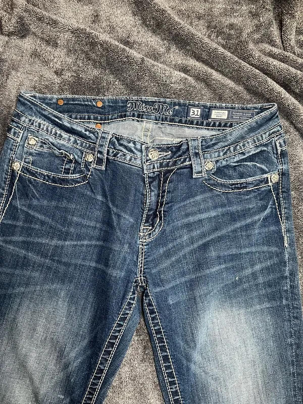Miss Me Women Size 31 Bootcut Jeans Signature Stitch Medium Wash Flap Pocket Western Y2K - Image 3