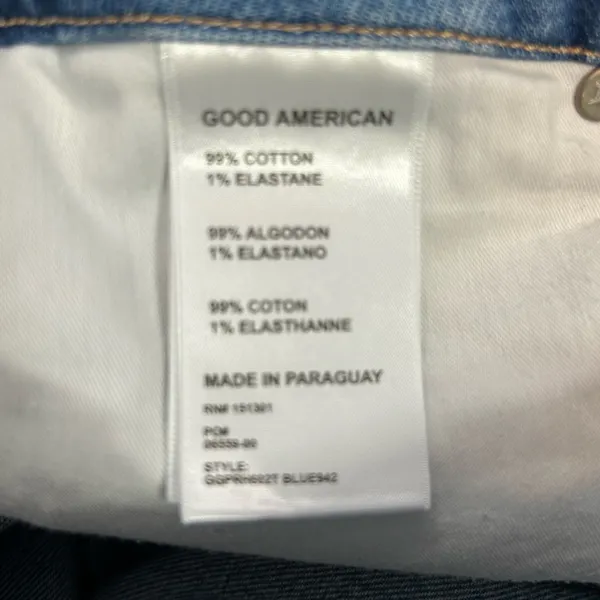 Good American Good Girlfriend Jeans 27 Cropped Raw Hem Medium Wash - Image 10